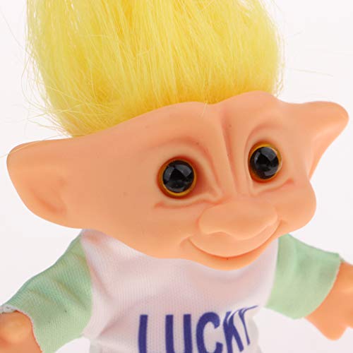 P Prettyia Modelismo Muñeca Troll Lucky Decoración de Mesa de Escritorio - Amarillo