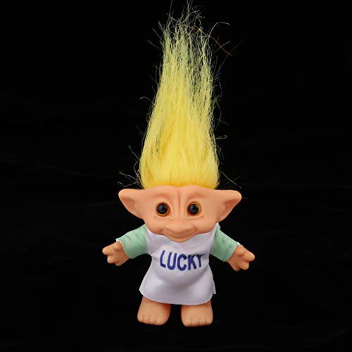 P Prettyia Modelismo Muñeca Troll Lucky Decoración de Mesa de Escritorio - Amarillo