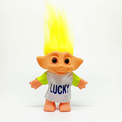 P Prettyia Modelismo Muñeca Troll Lucky Decoración de Mesa de Escritorio - Amarillo