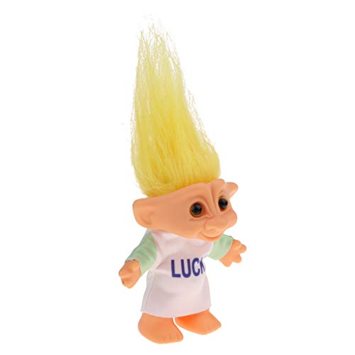 P Prettyia Modelismo Muñeca Troll Lucky Decoración de Mesa de Escritorio - Amarillo