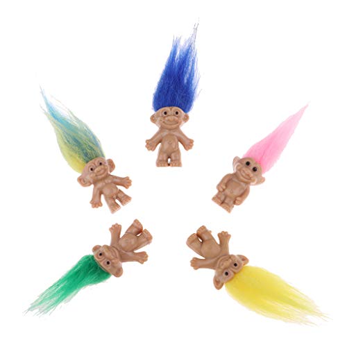 P Prettyia Modelo Muñecas Troll Lucky con Pelo Postizo Juguete Pretender para Niños - 5 pcs - #1