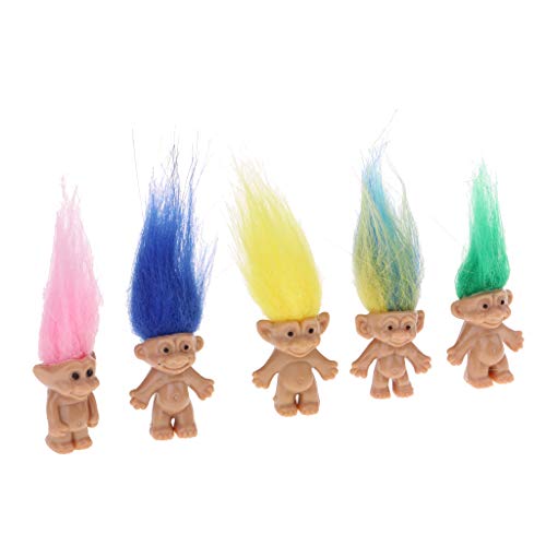 P Prettyia Modelo Muñecas Troll Lucky con Pelo Postizo Juguete Pretender para Niños - 5 pcs - #1