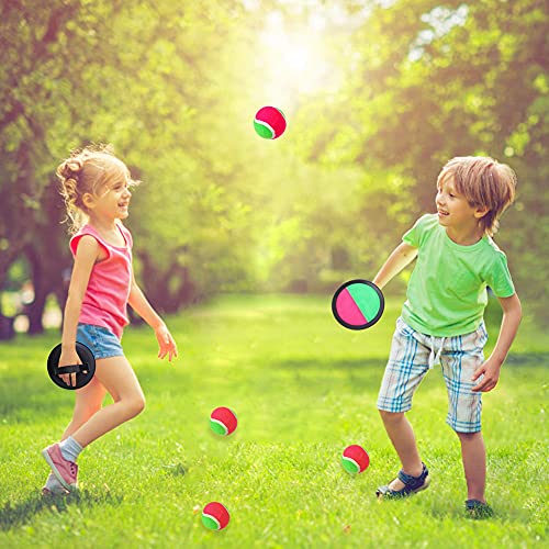 Paddle Catch Ball and Toys Juego de lanzamiento de paletas de disco y juego de lanzamiento de pelota deportiva, juego de lanzamiento y captura, 4 paletas y 4 bolas, color negro