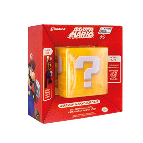 Paladone Brothers Super Question Block Maze Safe | Incluye Figura 3D Mario | Mantén tu Dinero Seguro | Producto Oficial de Nintendo, Multicolor (PP4019NN)