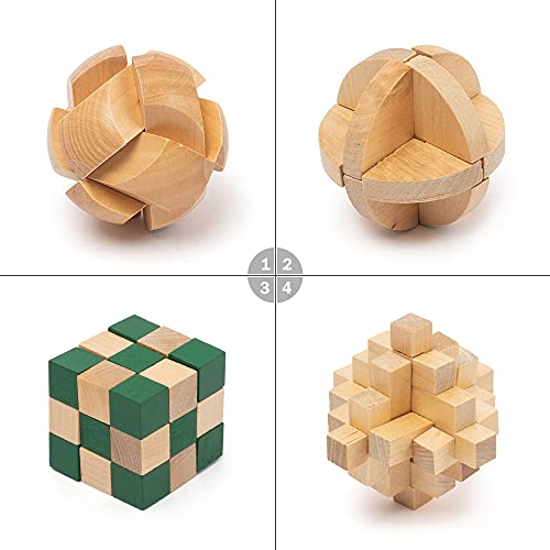 PAMRAY Juguetes Rompecabezas de Madera Set IQ Juguete Educativo 3D Cubo Juego Enigma para Niños Adolescentes Style B