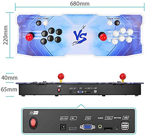 Pandora's Box 9D: juegos de lucha Arcade, 2700 en 1, juegos clásicos de arcade retro, 2 consolas domésticas con joystick, ampliables a 4 jugadores,720P Full HD, CPU avanzada, HDMI / VGA / USB (D)