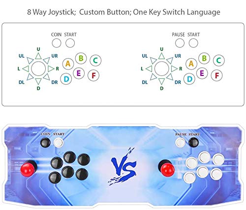 Pandora's Box 9D: juegos de lucha Arcade, 2700 en 1, juegos clásicos de arcade retro, 2 consolas domésticas con joystick, ampliables a 4 jugadores,720P Full HD, CPU avanzada, HDMI / VGA / USB (D)