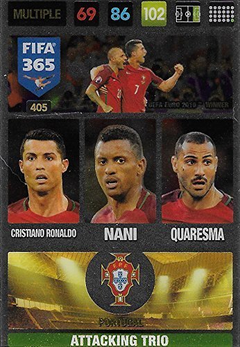 Panini FIFA 365 ADRENALYN XL 2017 - #405-Múltiple atacando Trio: Cristiano Ronaldo, Nani , queresma (Portugal)