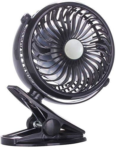 PANXIA Ventilador De Clip Negro Ventilador De Escritorio Portátil con Batería Recargable USB para Cochecito De Bebé