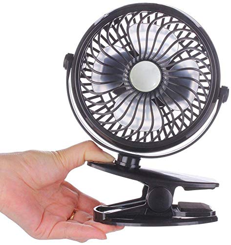 PANXIA Ventilador De Clip Negro Ventilador De Escritorio Portátil con Batería Recargable USB para Cochecito De Bebé