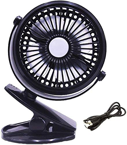 PANXIA Ventilador De Clip Negro Ventilador De Escritorio Portátil con Batería Recargable USB para Cochecito De Bebé