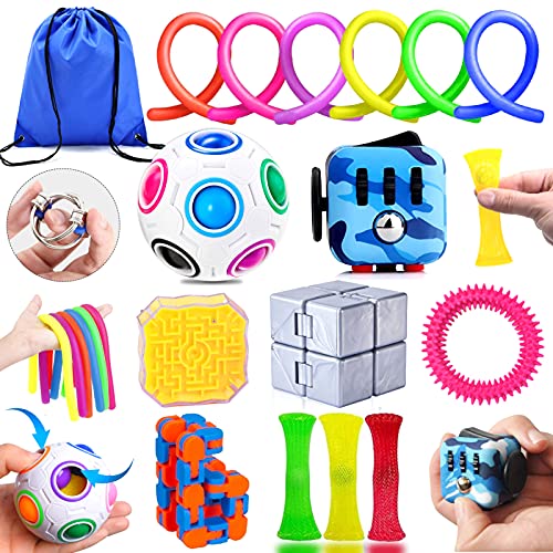 Paochocky 17PCS Fidget Toy Packs, Juguetes contra La Ansiedad, Autismo Necesidades Especiales Aliviador, Cubo Infinito Alivia Estrés y la Ansiedad para Niños Adultos Relajarse