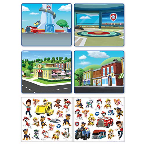 Paper Projects 01.70.29.011 Paw Patrol - Juego de actividades de la Patrulla Canina, incluye seis escenas y más de 50 pegatinas reutilizables, azul, 23,5 cm x 15 cm