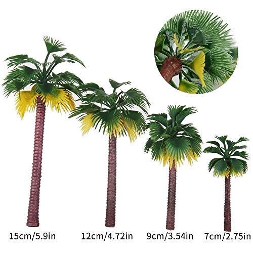 Paquete De 12, Modelo De áRbol De Palmera De Coco, Hecho De PláStico, Utilizado Para El DiseñO Del Modelo Tridimensional De La Selva Tropical Y Adorno De Torta, Verde