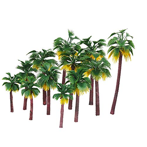 Paquete De 12, Modelo De áRbol De Palmera De Coco, Hecho De PláStico, Utilizado Para El DiseñO Del Modelo Tridimensional De La Selva Tropical Y Adorno De Torta, Verde