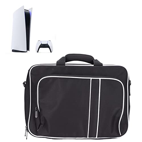 para PS5 Funda de Transporte, Funda Protectora de Carcasa Rígida, Bolsa de Almacenamiento de Viaje, Ergonómica de Gran Capacidad para Consolas de Juegos / Controladores / Auriculares(blanco negro)