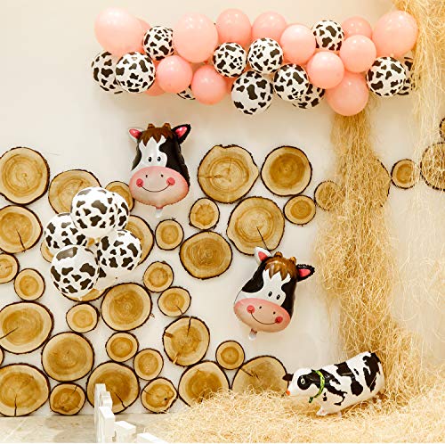 PartyWoo Globos Vaca, 58 Pcs Globos Animales Granja, Globos Patrón Vaca, Globos Rosa, Globo Helio de Vaca, Globos de Mylar Cabeza Vaca per Fiesta de cumpleaños de Granja, Fiesta de Temática Animales