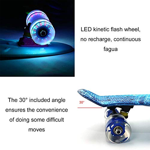 Patineta de 22 Pulgadas, patineta para Principiantes de la Galaxia del Cielo Estrellado con Pista Luminosa de Ruedas LED, Chicos y Chicas, Adolescentes y Principiantes,Starry Sky Purple