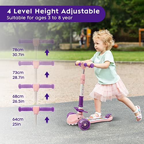 Patinete para niños 3 en 1 con Asiento Plegable, extraíble y Altura Ajustable para niños pequeños de 2 a 8 años para Uso en Interiores y Exteriores, niños y niñas