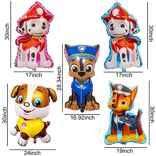 Paw Dog Patrol Foil Globos de Cumpleaños Decoración, Helio para Globos patrulla canina for Kids Gift Fiesta Birthday Party Suministros Foil Balloons Decoración 5 PC