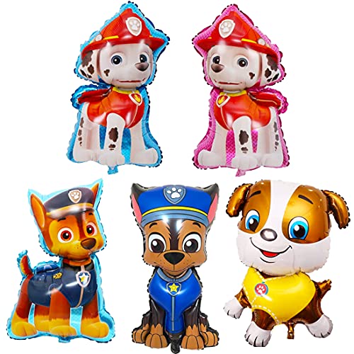 Paw Dog Patrol Foil Globos de Cumpleaños Decoración, Helio para Globos patrulla canina for Kids Gift Fiesta Birthday Party Suministros Foil Balloons Decoración 5 PC