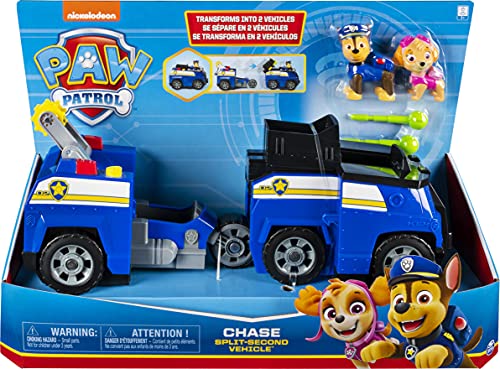 PAW Patrol Chase Split-Second 2 en 1 Transforming Police Cruiser Vehículo con 2 Figuras coleccionables