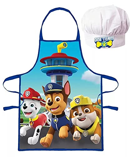 Paw Patrol - Juego de delantal y gorro de cocina para niños