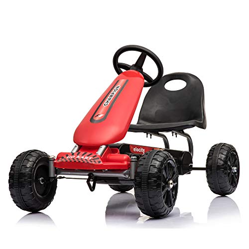 Pedales para niños Go Karts Powered bicicleta de 4 ruedas Racer juguete Stealth Pedal Powered Outdoor Beach Racer (rojo, 05)