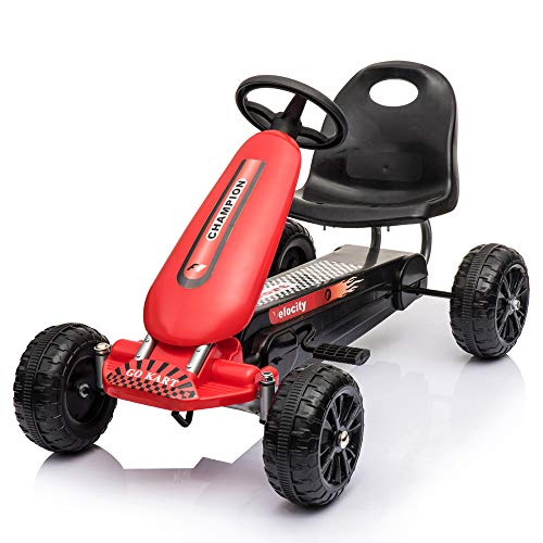 Pedales para niños Go Karts Powered bicicleta de 4 ruedas Racer juguete Stealth Pedal Powered Outdoor Beach Racer (rojo, 05)