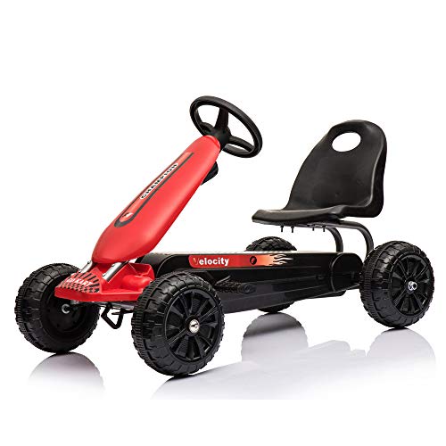 Pedales para niños Go Karts Powered bicicleta de 4 ruedas Racer juguete Stealth Pedal Powered Outdoor Beach Racer (rojo, 05)