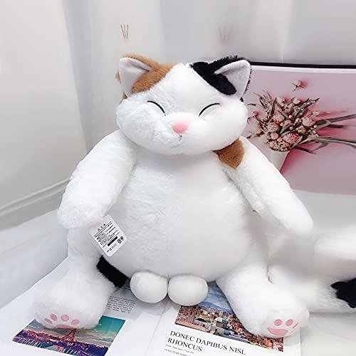 PEDEIECL Bonitas almohadas de animales de peluche, peluches con diseño de gato, regalos para niños y niñas (marrón y blanco, 35 cm)