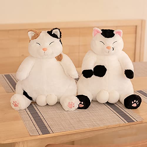 PEDEIECL Bonitas almohadas de animales de peluche, peluches con diseño de gato, regalos para niños y niñas (marrón y blanco, 35 cm)