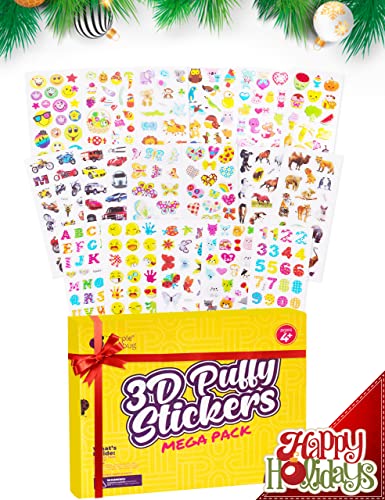 Pegatinas 3D para Niños de Purple Ladybug - Lote de 40 Hojas Diferentes y Más de 950 Stickers Infantiles - Animales, Letras, Números, Calcomanías - Muestra Gratuita Incluída