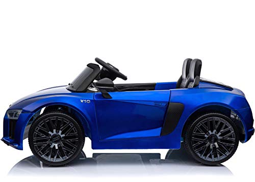 PEKECARS Compatible con Audi Little R8 Spyder 12V 2.4G Azul Metalizado