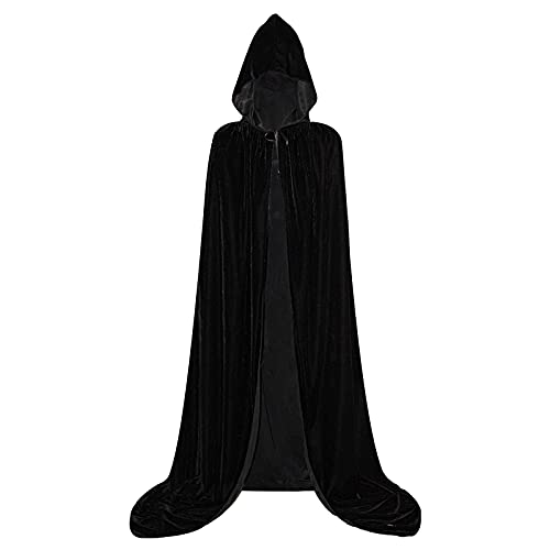 Pekelin Cape con Capucha ,Capa de Terciopelo Unisex Capas de Halloween Disfraces de la Colección Cosplay Disfraz para Carnaval Navidad Halloween( Negro M)