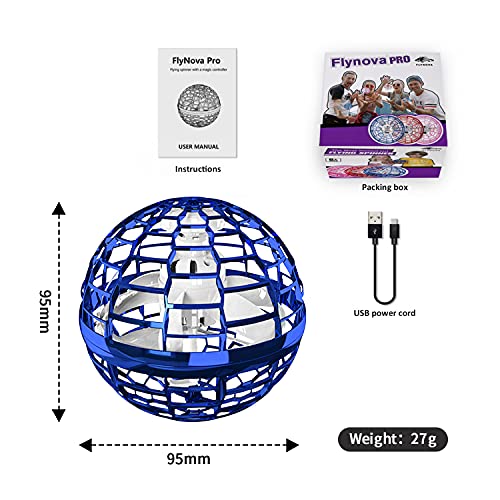 Pelota mágica voladora Mejorada, Juguete Volante para niños, Adultos, Juguetes de Interior y Exterior, Bolas Volantes giratorias de 360 °, Juguetes controlados a Mano, Juguetes Volantes (Azul)