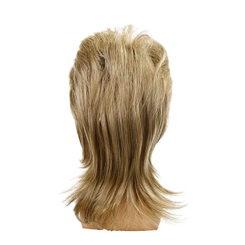 Peluca para hombre, peluca de salmonete rubia de los años 80, peluca larga de pelo sintético para hombre, Cosplay, fiesta de disfraces de Halloween