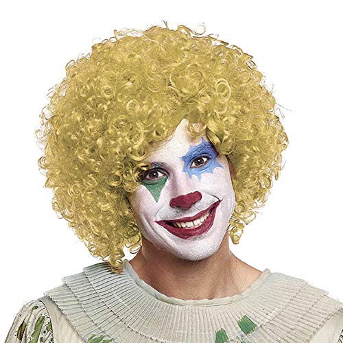 Peluca Payaso Rubia Rizada [120 gr] Adultos Hombre Mujer Unisex【Colores Variados】 Pelucas Disfraces Carnaval Halloween Fiestas Clown Disco Cosplay