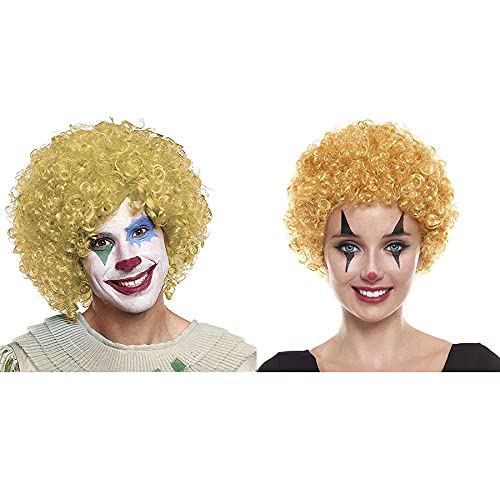 Peluca Payaso Rubia Rizada [120 gr] Adultos Hombre Mujer Unisex【Colores Variados】 Pelucas Disfraces Carnaval Halloween Fiestas Clown Disco Cosplay