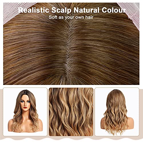 Pelucas para Mujer Rizada Largas Rubia Degradado Pelo Natural Sintéticas De Aspecto Natural Resistente Al Calor Onduladas Postizos para Cosplay Disfraces Fiesta Diaria Halloween 20 Pulgadas