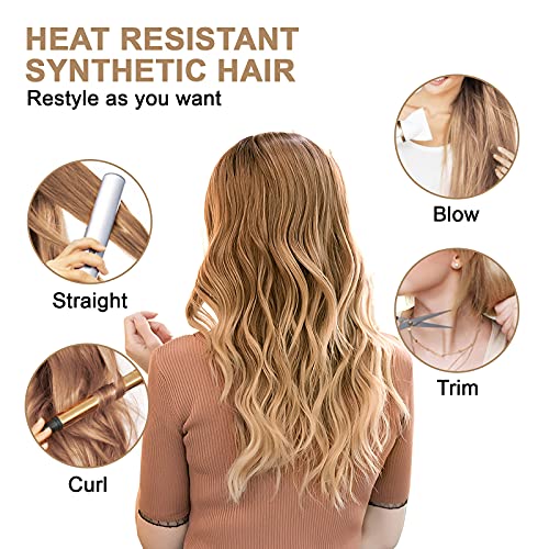 Pelucas para Mujer Rizada Largas Rubia Degradado Pelo Natural Sintéticas De Aspecto Natural Resistente Al Calor Onduladas Postizos para Cosplay Disfraces Fiesta Diaria Halloween 20 Pulgadas