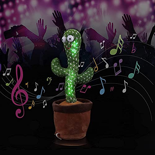 Peluche de cactus, bailando con grabación e iluminación, juguete de cactus, juguete de peluche con cactus, regalo para bebés, niños, niñas y amigos