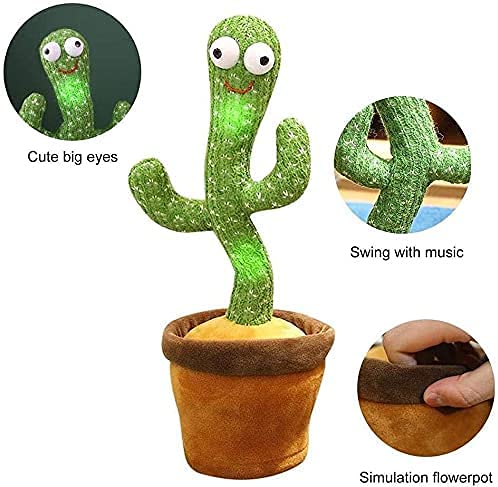 Peluche de cactus, bailando con grabación e iluminación, juguete de cactus, juguete de peluche con cactus, regalo para bebés, niños, niñas y amigos