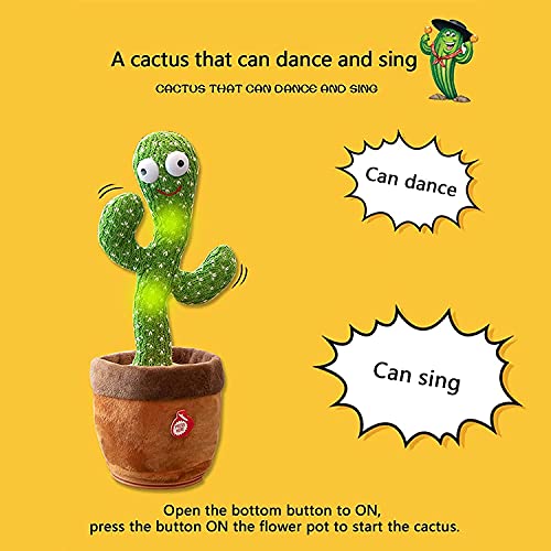 Peluche de cactus, bailando con grabación e iluminación, juguete de cactus, juguete de peluche con cactus, regalo para bebés, niños, niñas y amigos