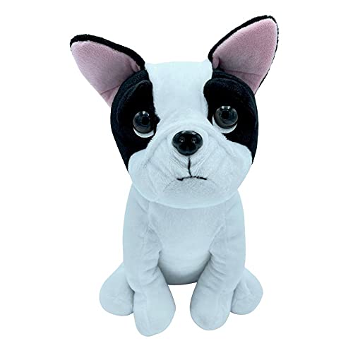 Peluche de Perro Bulldog Francés Sentado de Color Blanco, 33cm (13,2"), Textura Súper Suave,