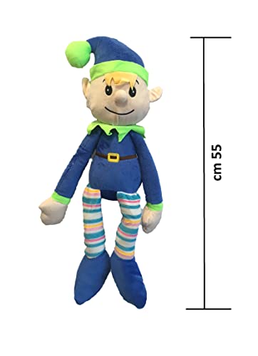 Peluche Elfos cm 55 Peluche Elfo Elfo Muñeco Peluche Gnomos Goblins Elf GNOME Goblin (Azul)