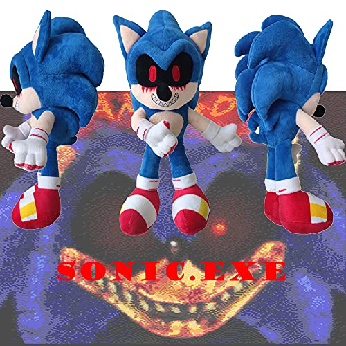 Peluche Sonic Exe de 14.6 Pulgadas, Ray The Flying Squirrel y Bomb Duck Plush, Dark Sonic, Muñeco sónico de Peluche Suave para la colección Cartoon Sonic Lovers (Sonic.exe)