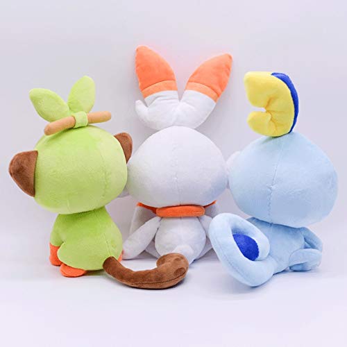 Peluches Pokemon 3 Unids/Set Muñecas De Peluche Escudo Espada Grookey Sobble Scorbunny Felpa Figura De Juguete 18cm