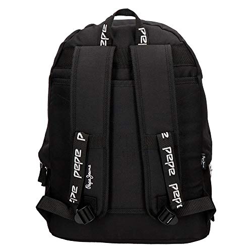 Pepe Jeans Uma Mochila Negro 31x42x17,5 cms Poliéster 22.79L