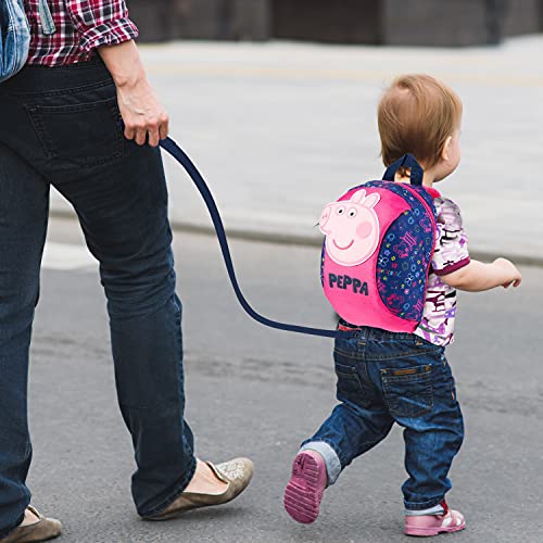 Peppa Pig Mochila Bebe Guarderia, Mochila Infantil, Mochila Escolar Con Arnes Para Bebes (Azul Marino/Rosa)